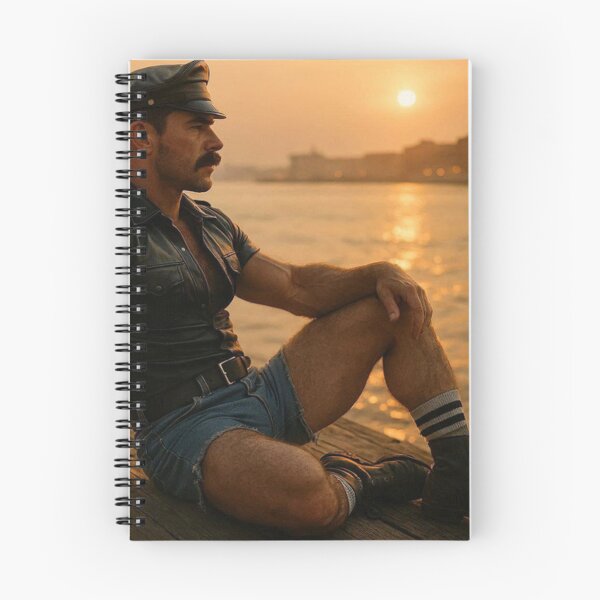 Item preview, Vintage Hudson River Pier Leather Sunset Fantasy - Gay Leather New York Hyperrealism Series Gay Art designed and sold by ItsAKinkThing.