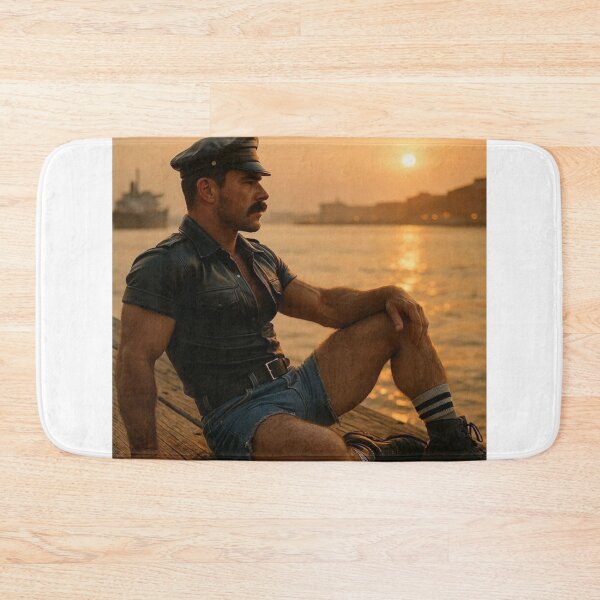 Item preview, Vintage Hudson River Pier Leather Sunset Fantasy - Gay Leather New York Hyperrealism Series Gay Art designed and sold by ItsAKinkThing.