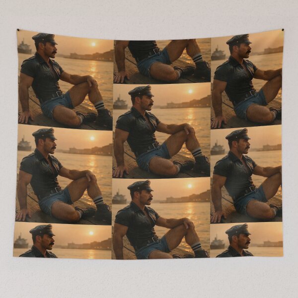 Item preview, Vintage Hudson River Pier Leather Sunset Fantasy - Gay Leather New York Hyperrealism Series Gay Art designed and sold by ItsAKinkThing.