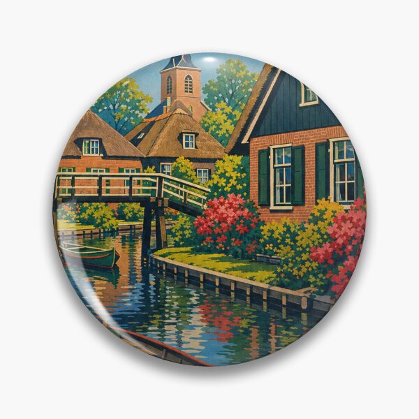 Item preview, Giethoorn Netherlands Travel Souvenir - Retro Illustration designed and sold by VisualArtsOasis.