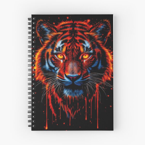 Item preview, Neon Fire Tiger Portrait With Fiery Eyes, Vibrant Dripping Paint Effect And Fierce Expression designed and sold by GoodArtPix.