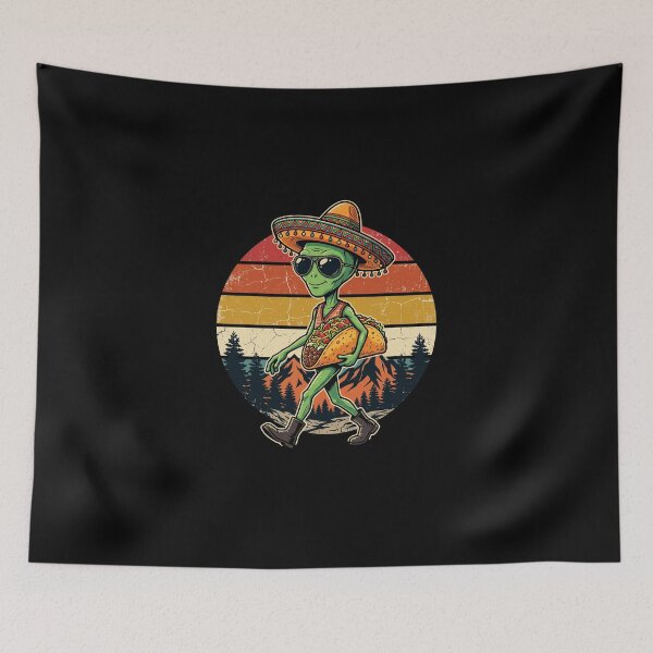 Item preview, Mexican Alien with Tacos and Sombrero designed and sold by dudelinart.