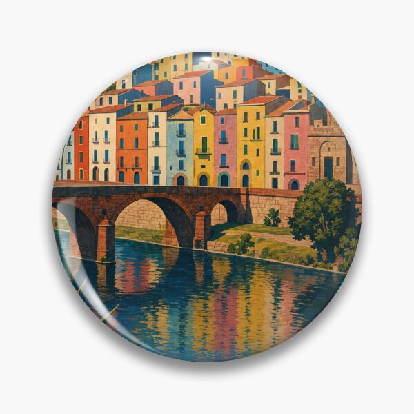Item preview, Bosa Italy Travel Souvenir - Retro Illustration designed and sold by VisualArtsOasis.