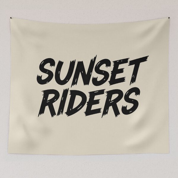 Item preview, Beach Riders Summer Sunset Brush Typography designed and sold by DigitalArtx-com.