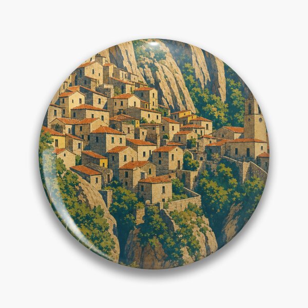 Item preview, Castelmezzano Italy Travel Souvenir - Retro Illustration designed and sold by VisualArtsOasis.