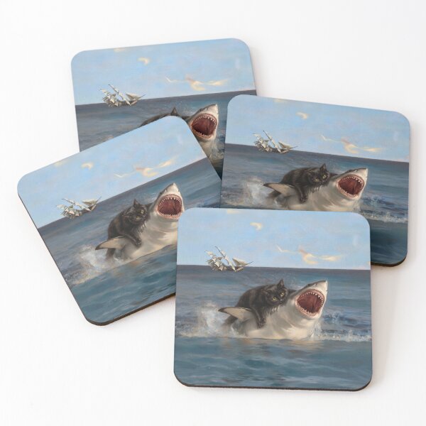 Item preview, Cat Riding a Shark Painting designed and sold by Anatolii_Kys.