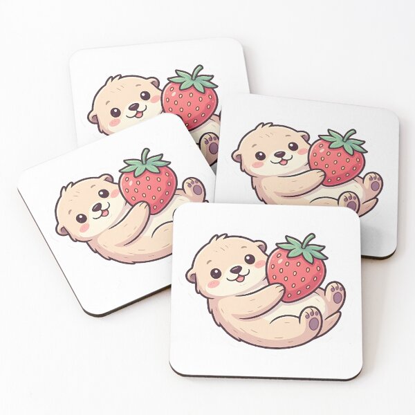 Item preview, Cute Kawaii Strawberry Sea Otter Sticker designed and sold by YALLABUY.