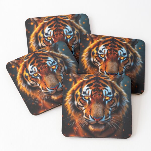 Item preview,  Neon Fire Tiger Portrait With Fiery Eyes, Vibrant Dripping Paint Effect And Fierce Expression designed and sold by GoodArtPix.