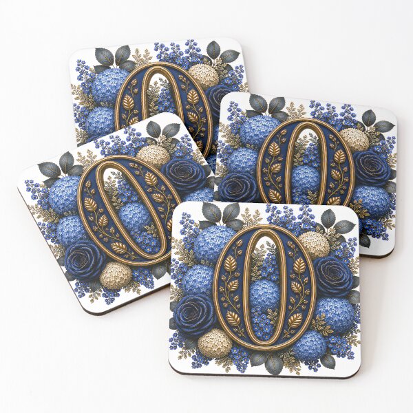 Item preview, Elegant Letter O Monogram with Blue Hydrangeas & Gold Botanical Design | Luxury Floral Initial Art designed and sold by MoodLay.