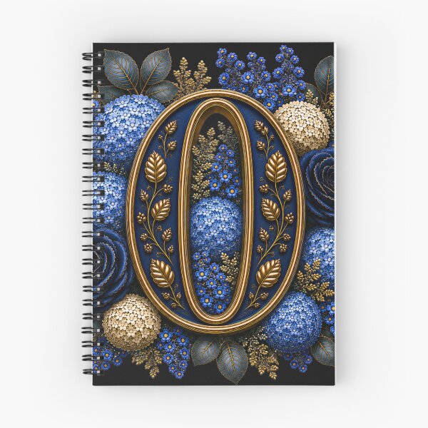 Item preview, Elegant Letter O Monogram with Blue Hydrangeas & Gold Botanical Design | Luxury Floral Initial Art designed and sold by MoodLay.