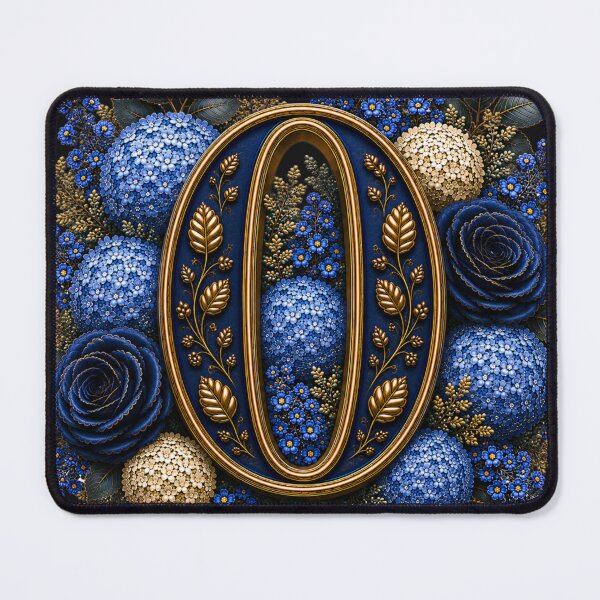 Item preview, Elegant Letter O Monogram with Blue Hydrangeas & Gold Botanical Design | Luxury Floral Initial Art designed and sold by MoodLay.