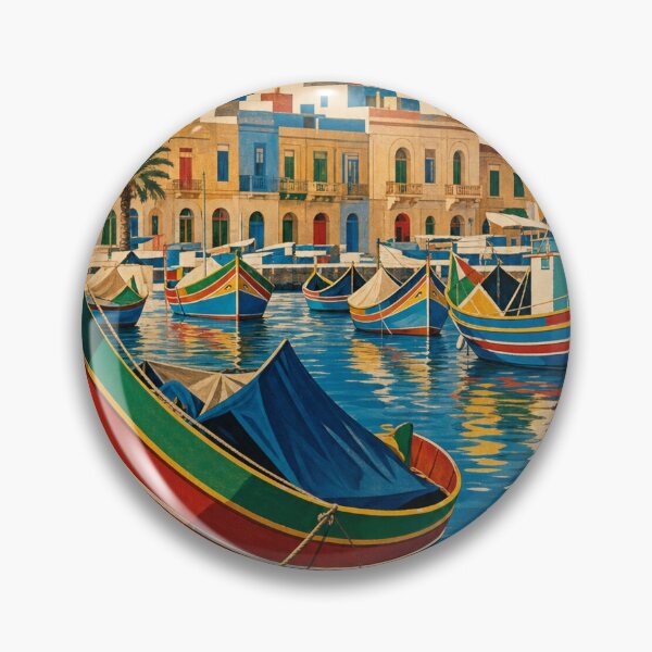 Item preview, Marsaxlokk Malta Travel Souvenir - Retro Illustration designed and sold by VisualArtsOasis.