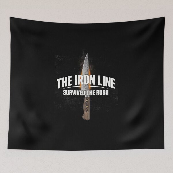 Item preview, The Iron Line Survived The Rush Burning Chef Knife designed and sold by Enea Kelo.