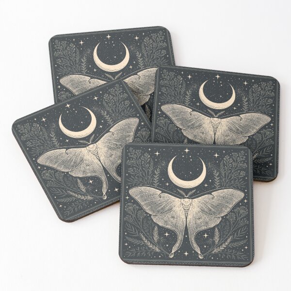 Item preview, Luna Moth & Crescent Moon — Dark Academia Etching designed and sold by FrostyFrisby.