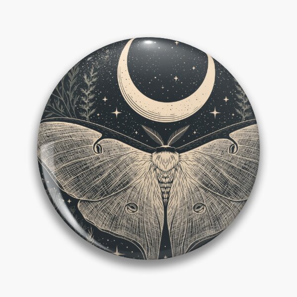 Item preview, Luna Moth & Crescent Moon — Dark Academia Etching designed and sold by FrostyFrisby.
