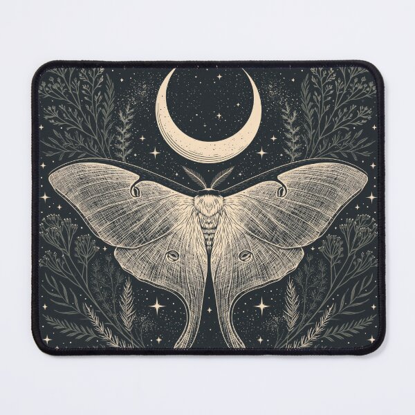 Item preview, Luna Moth & Crescent Moon — Dark Academia Etching designed and sold by FrostyFrisby.