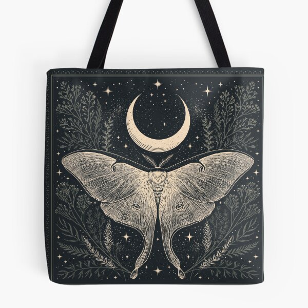 Item preview, Luna Moth & Crescent Moon — Dark Academia Etching designed and sold by FrostyFrisby.