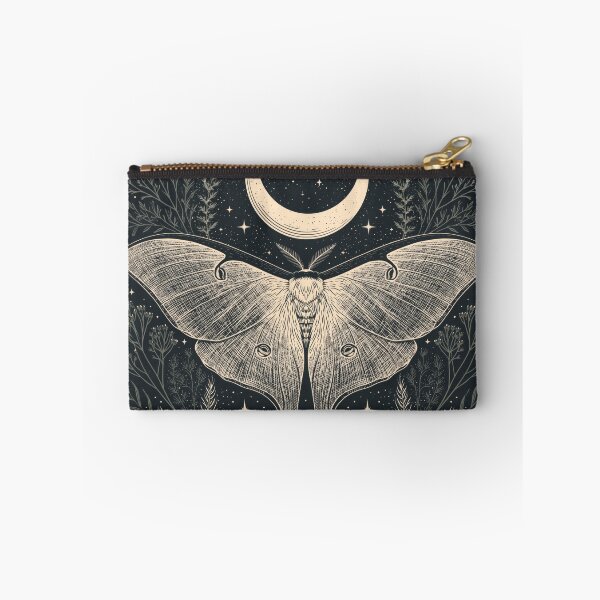 Item preview, Luna Moth & Crescent Moon — Dark Academia Etching designed and sold by FrostyFrisby.
