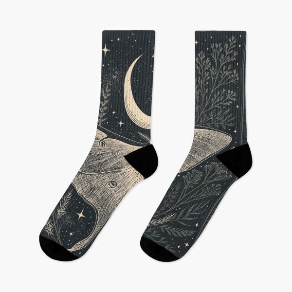 Item preview, Luna Moth & Crescent Moon — Dark Academia Etching designed and sold by FrostyFrisby.