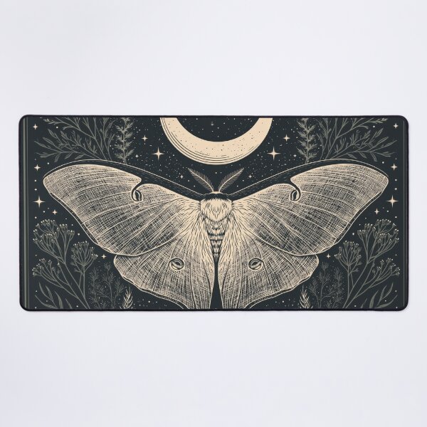 Item preview, Luna Moth & Crescent Moon — Dark Academia Etching designed and sold by FrostyFrisby.