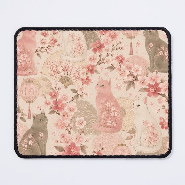 Item preview, Japanese Cherry Blossom Cats Pattern designed and sold by Mindworx21.