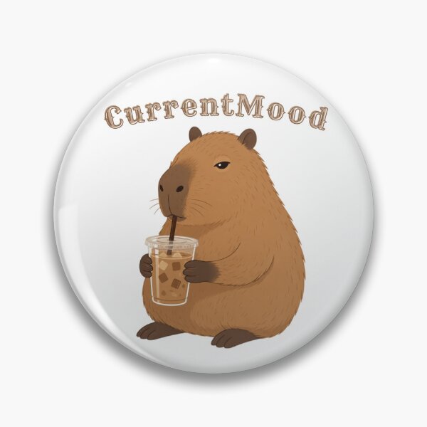 Item preview, Current Mood – Capybara Drinking Iced Coffee | Cute Minimalist Coffee Lover Design designed and sold by Karszul.