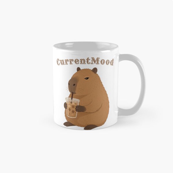 Item preview, Current Mood – Capybara Drinking Iced Coffee | Cute Minimalist Coffee Lover Design designed and sold by Karszul.