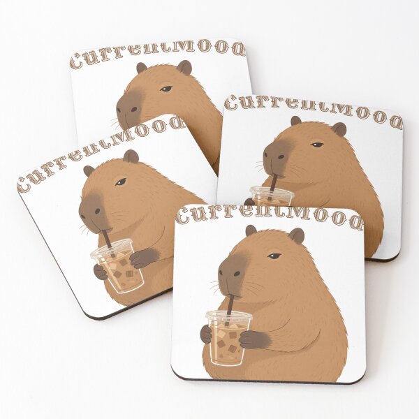 Item preview, Current Mood – Capybara Drinking Iced Coffee | Cute Minimalist Coffee Lover Design designed and sold by Karszul.