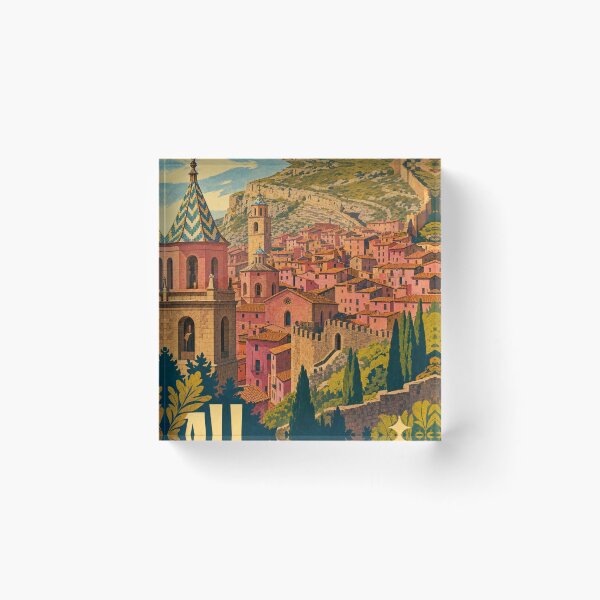 Item preview, Albarracin Spain Travel Souvenir - Retro Illustration designed and sold by VisualArtsOasis.
