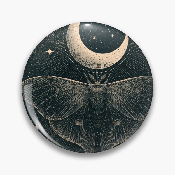 Item preview, Luna Moth & Crescent Moon — Dark Academia Etching designed and sold by FrostyFrisby.
