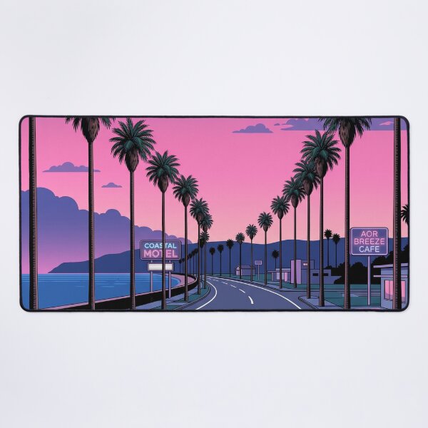 Item preview, Neon Coastal Road at Dusk designed and sold by carlastormy.