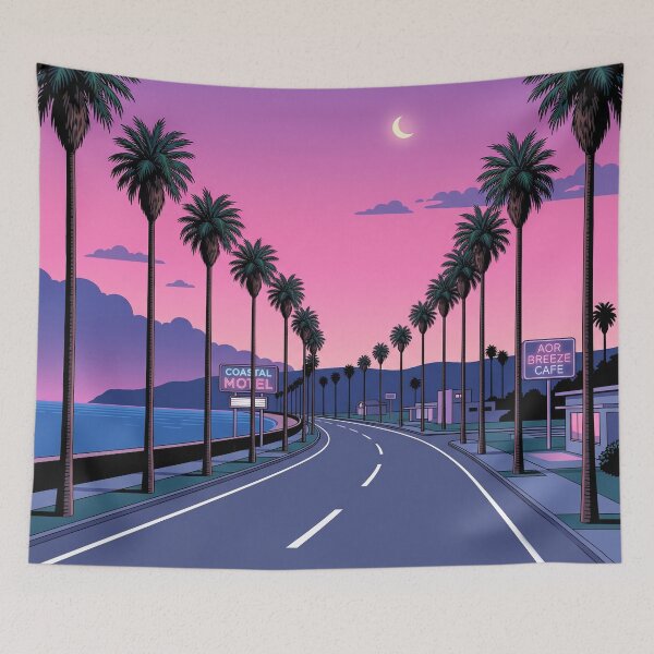 Item preview, Neon Coastal Road at Dusk designed and sold by carlastormy.