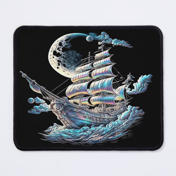 Item preview, Holographic Spaceship - Rainbow & Moon Sail Cosmic Ship designed and sold by RAYBIL.