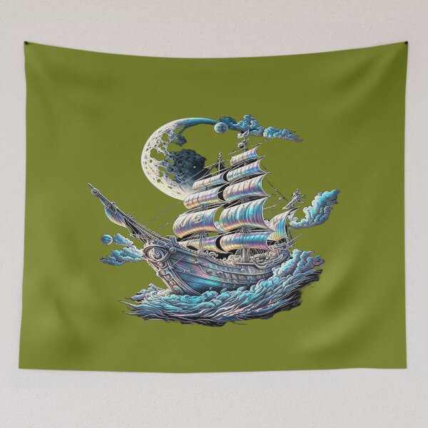 Item preview, Holographic Spaceship - Rainbow & Moon Sail Cosmic Ship designed and sold by RAYBIL.