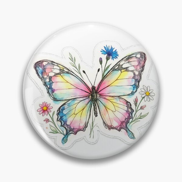 Item preview, Rainbow Watercolor Butterfly Floral Sticker designed and sold by AuudiVasustudio.