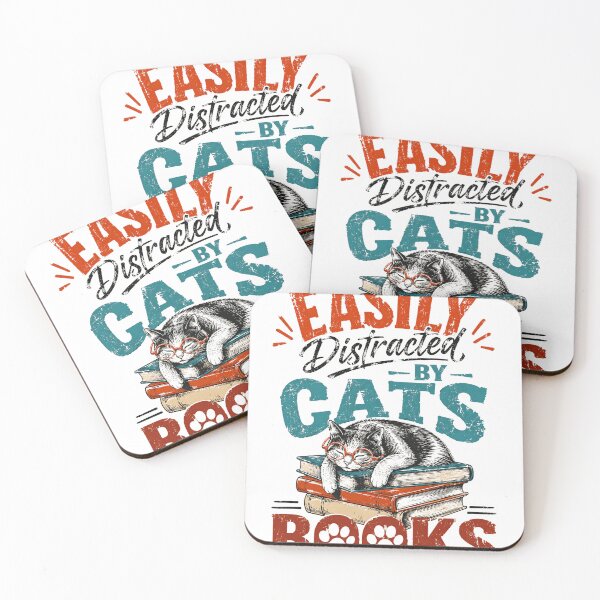 Item preview, Easily Distracted By Cats Books Cat Lover Bookworm Reader designed and sold by HumansStuck12.