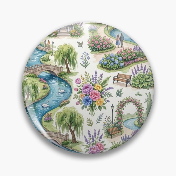 Item preview, Romantic Spa Town Promenade Watercolor Floral Pattern designed and sold by milena-d98.