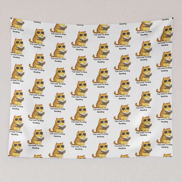 Item preview, Too Cool To Stop Reading Cat designed and sold by Bloomelle Studio.