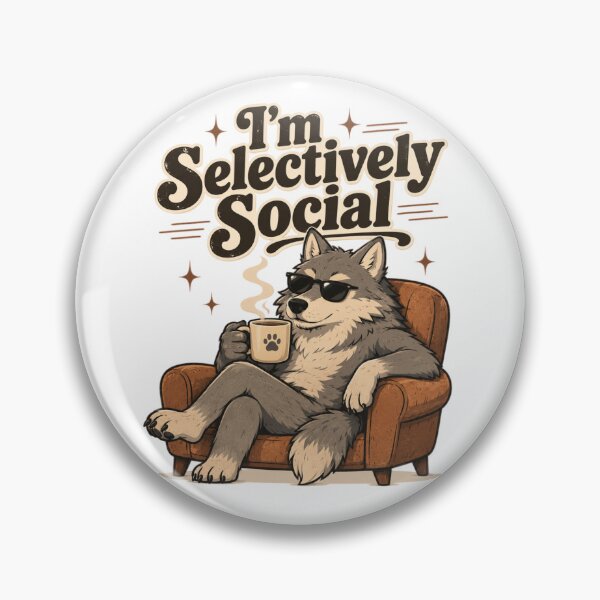 Item preview, I'm Selectively Social – Funny Introvert Wolf Coffee Design designed and sold by Karszul.