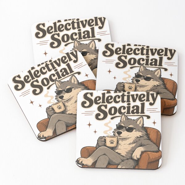 Item preview, I'm Selectively Social – Funny Introvert Wolf Coffee Design designed and sold by Karszul.