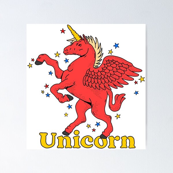 Item preview, Retro Red Winged Unicorn Illustration designed and sold by JamesHerington.