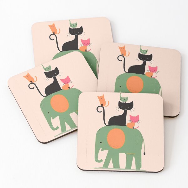 Item preview, ​Minimalist Whimsical Elephant & Cats Art Print | Boho Nursery Wall Decor designed and sold by crystalar95.