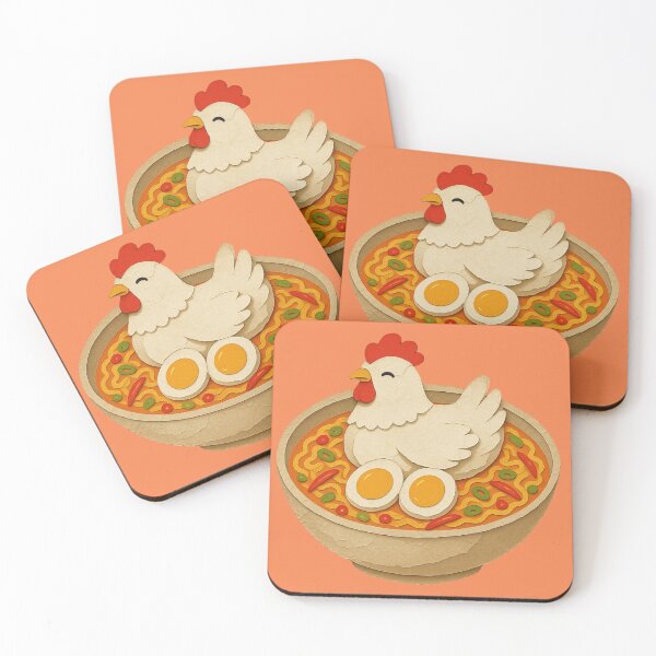 Item preview, Cute Chicken Ramen | Kawaii Noodle Bowl with Egg | Funny Food Illustration designed and sold by Eathusiast.