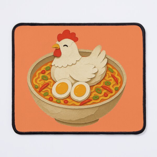 Item preview, Cute Chicken Ramen | Kawaii Noodle Bowl with Egg | Funny Food Illustration designed and sold by Eathusiast.
