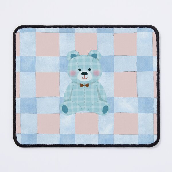 Item preview, Cute Blue Teddy Bear on Gingham | Kawaii Pastel Bear Aesthetic designed and sold by Rush2Buy.