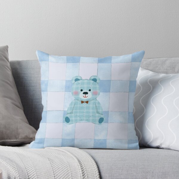 Item preview, Cute Blue Teddy Bear on Gingham | Kawaii Pastel Bear Aesthetic designed and sold by Rush2Buy.