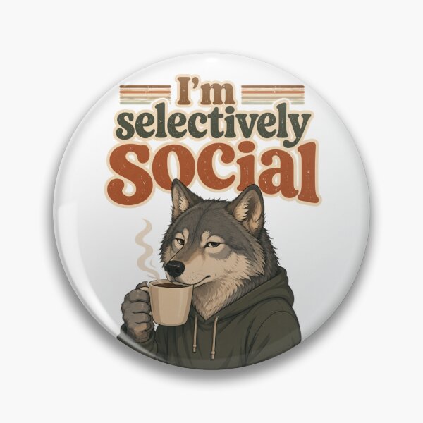 Item preview, I'm Selectively Social – Funny Introvert Wolf Coffee Design designed and sold by Karszul.