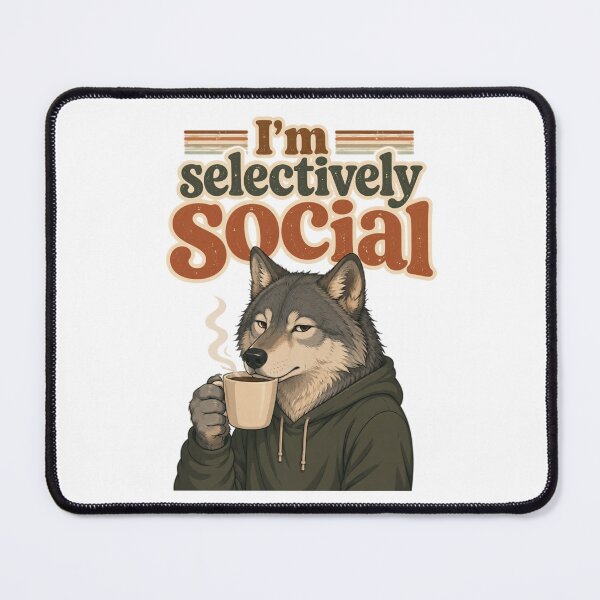 Item preview, I'm Selectively Social – Funny Introvert Wolf Coffee Design designed and sold by Karszul.