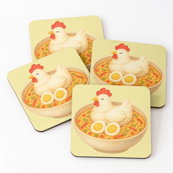 Item preview, Cute Chicken Ramen | Kawaii Noodle Bowl with Egg | Funny Food Illustration designed and sold by Eathusiast.
