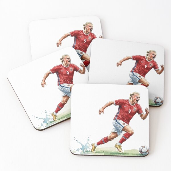 Item preview, Haaland Norway Red Jersey Isolated Cartoon Design designed and sold by Hilmanku.